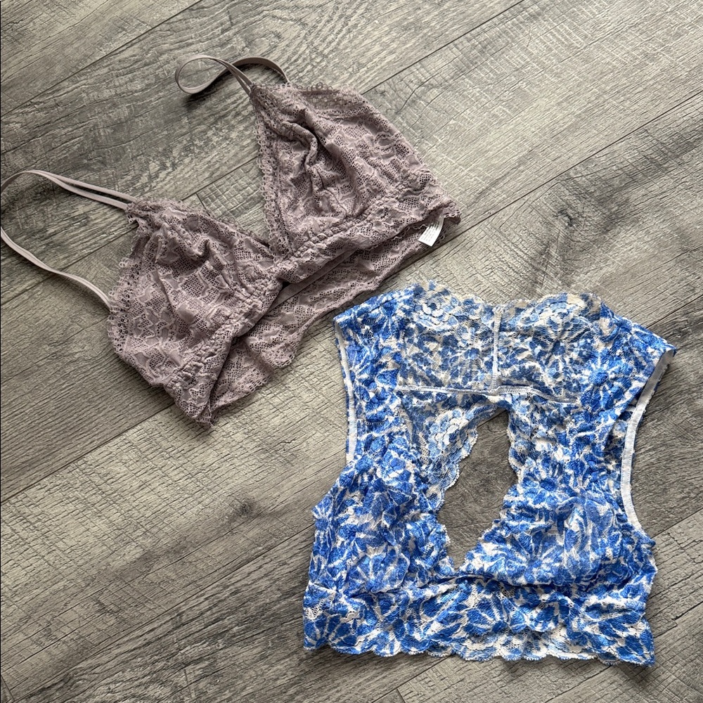 Lot of Free people sz Small Lace Bralette Top in Purple and Blue